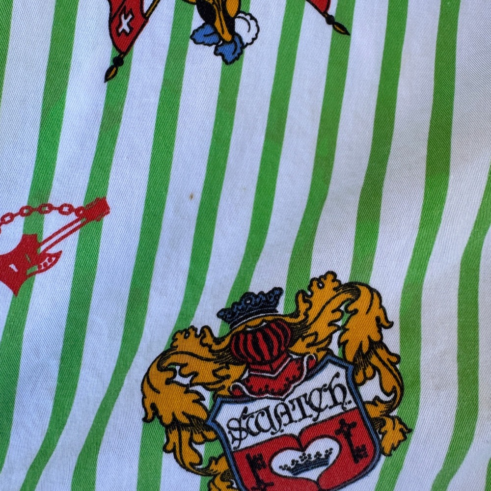 VTG! Swatch Green Striped Button Down Long Sleeve Shirt Big 2XL Quirky Logo - Picture 13 of 16